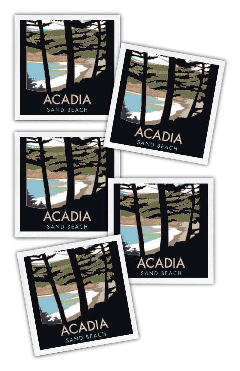 Acadia National Park, Sand Beach, Maine - 4.25" x 4.25" Ceramic Coaster