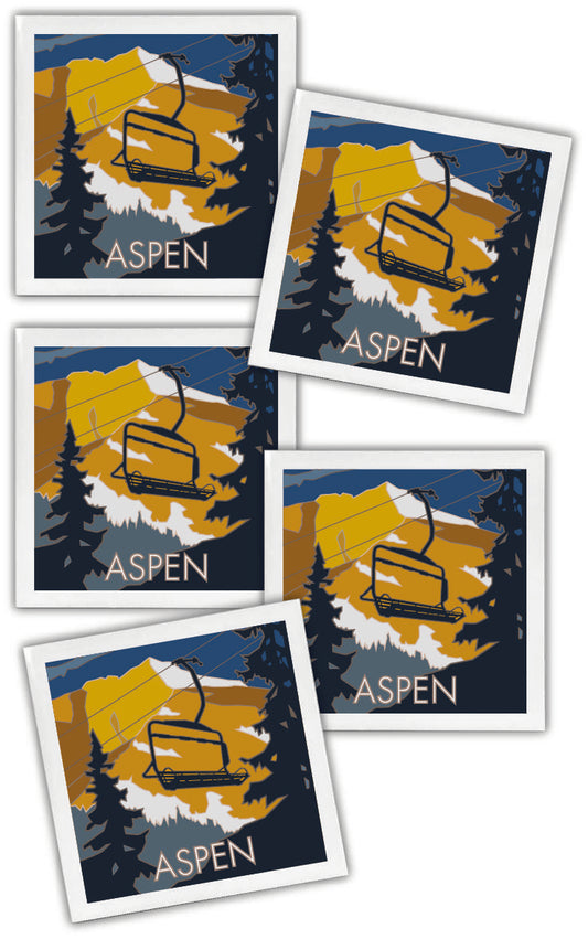 Aspen, Colorado - 4.25" x 4.25" Ceramic Coaster