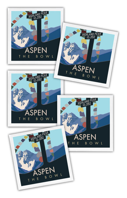 Aspen, Colorado (Highland Peak Bowl) - 4" x 4" Sandstone Coaster