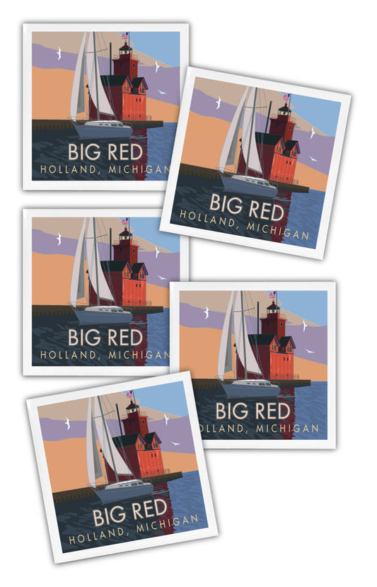 Big Red, Holland State Park, Michigan - 4.25" x 4.25" Ceramic Coaster