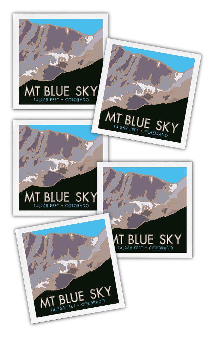 Mt. Blue Sky, Colorado - Colorado 14er - 4.25" x 4.25" Ceramic Coaster