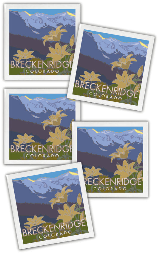 Breckenridge, Colorado, Summer Lilies - 4.25" x 4.25" Ceramic Coaster