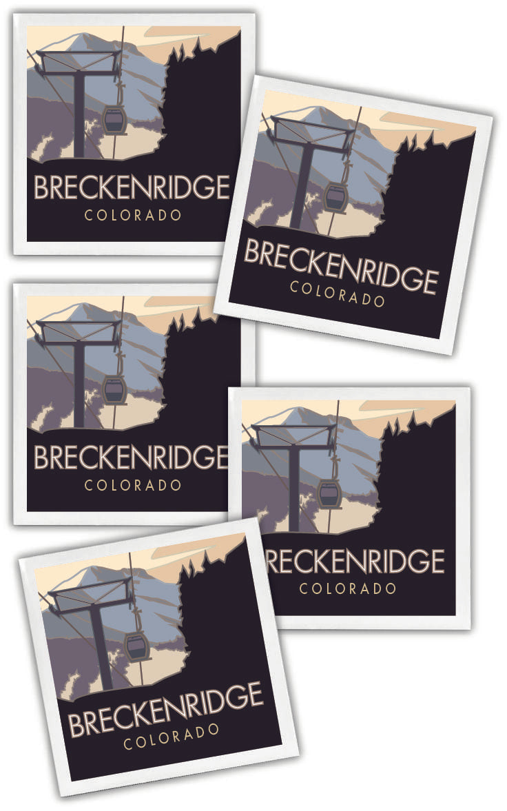 Breckenridge, Colorado, Ski Gondola - 4.25" x 4.25" Ceramic Coaster