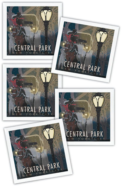 Central Park (Winter Carriage), New York City - 4" x 4" Sandstone Coaster