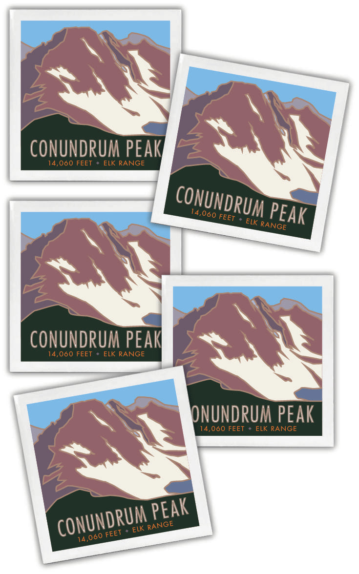 Conundrum Peak, Colorado - Colorado 14er - 4.25" x 4.25" Ceramic Coaster