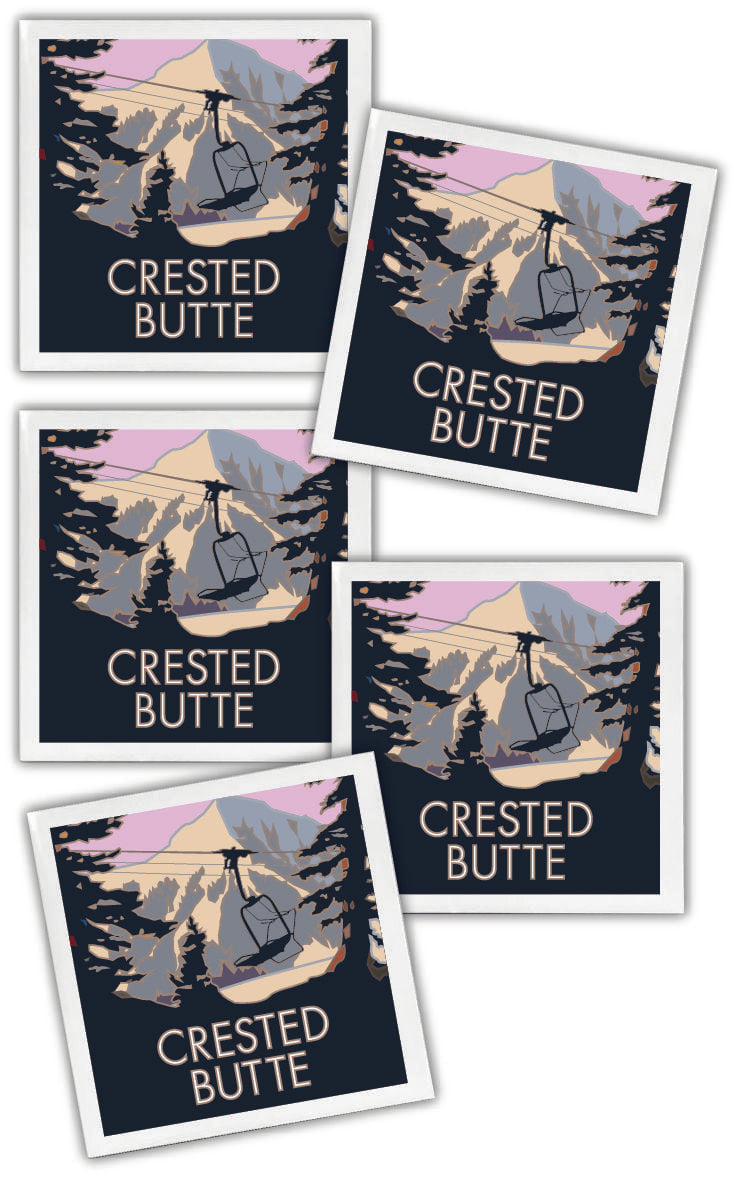 Crested Butte (Winter), Colorado - 4.25" x 4.25" Ceramic Coaster