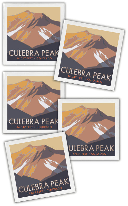 Culebra Peak, Colorado - Colorado 14er - 4.25" x 4.25" Ceramic Coaster