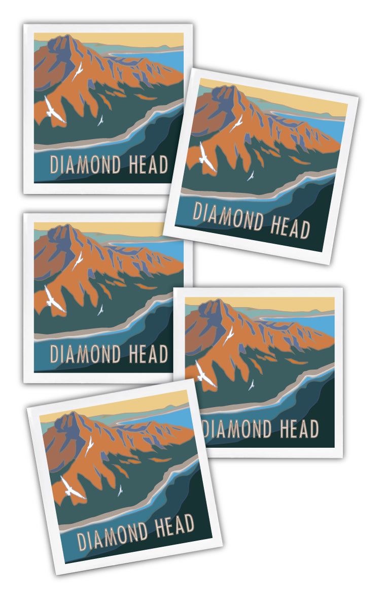 Diamond Head State Monument, Hawaii - 4.25" x 4.25" Ceramic Coaster