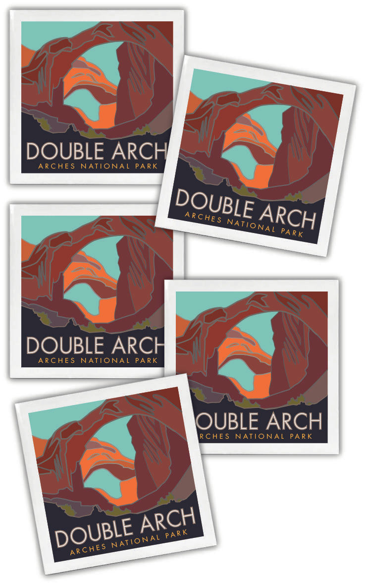 Double Arch, Arches National Park, Utah - 4.25" x 4.25" Ceramic Coaster