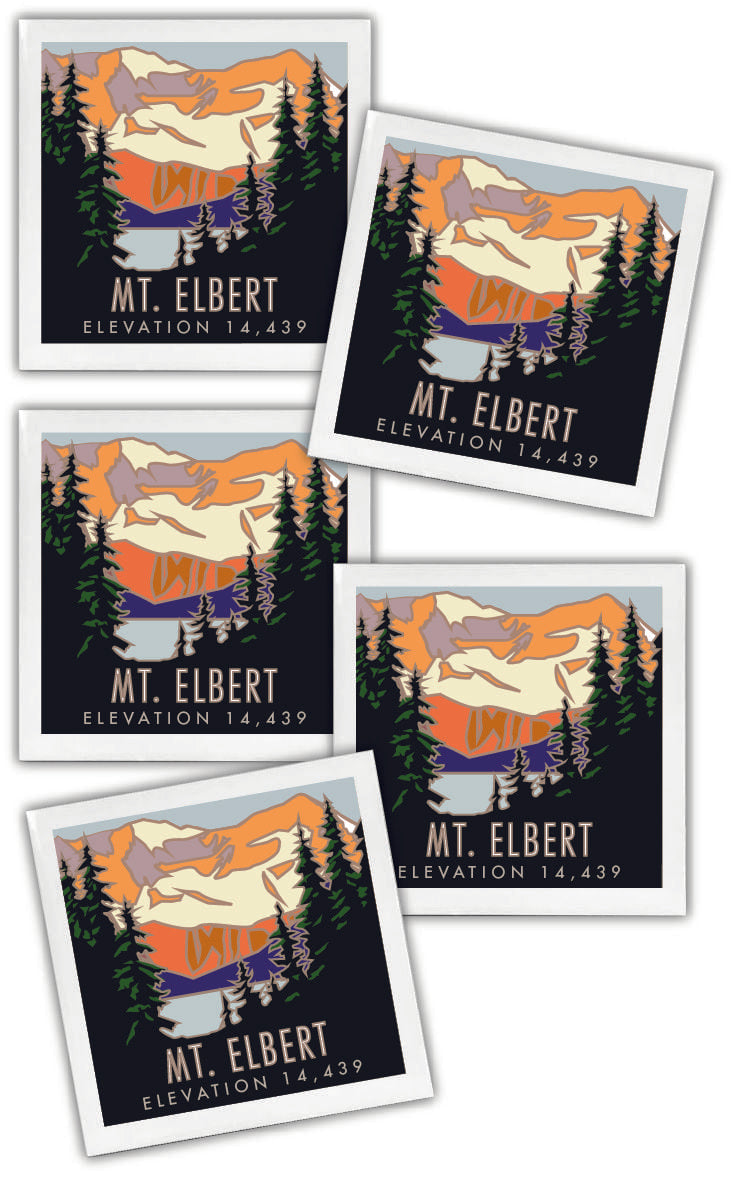 Mt. Elbert, Colorado - Colorado 14er - 4.25" x 4.25" Ceramic Coaster