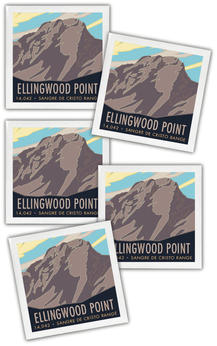 Ellingwood Point, Colorado - Colorado 14er - 4.25" x 4.25" Ceramic Coaster