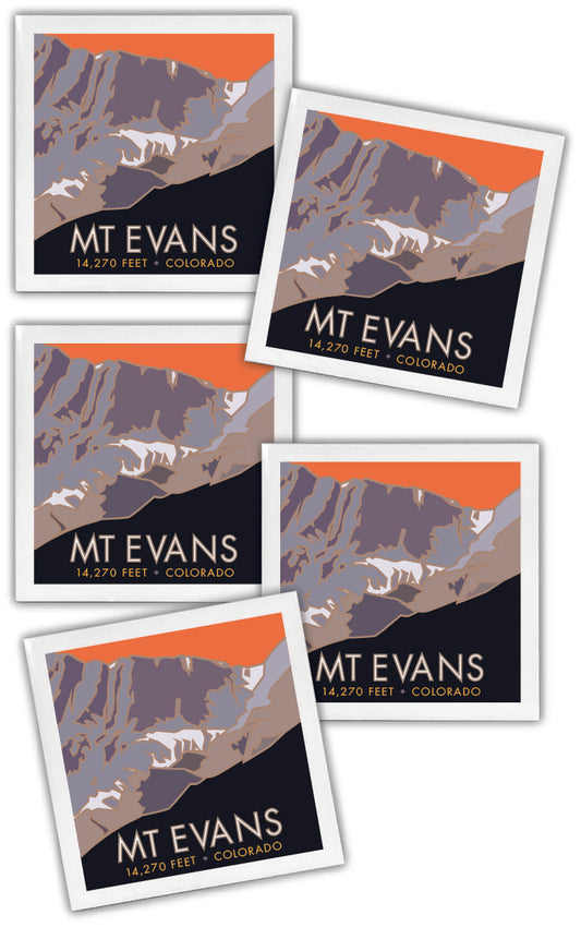 Mt. Evans, Colorado - Colorado 14er - 4.25" x 4.25" Ceramic Coaster