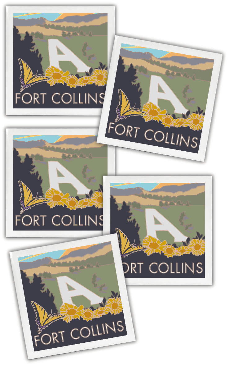 Fort Collins (The A), Colorado - 4.25" x 4.25" Ceramic Coaster