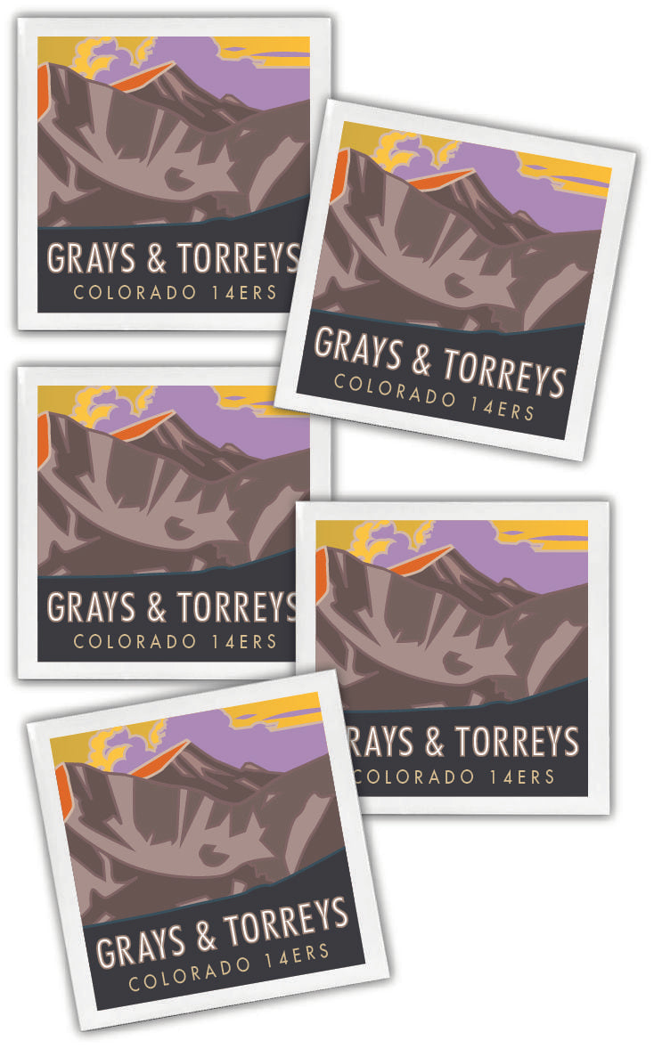 Grays and Torreys Peaks, Colorado - Colorado 14er - 4.25" x 4.25" Ceramic Coaster