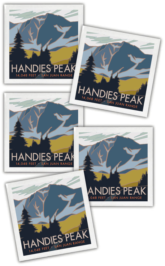 Handies Peak, Colorado - Colorado 14er - 4.25" x 4.25" Ceramic Coaster