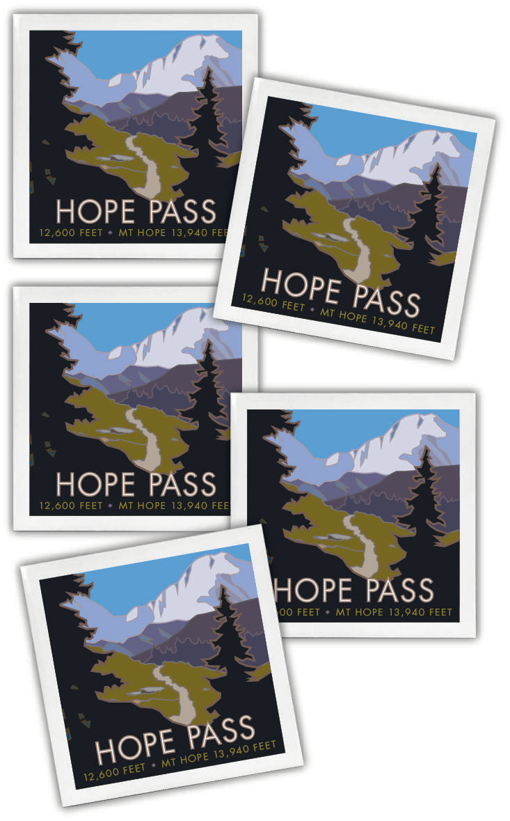 Hope Pass, Colorado - 4.25" x 4.25" Ceramic Coaster