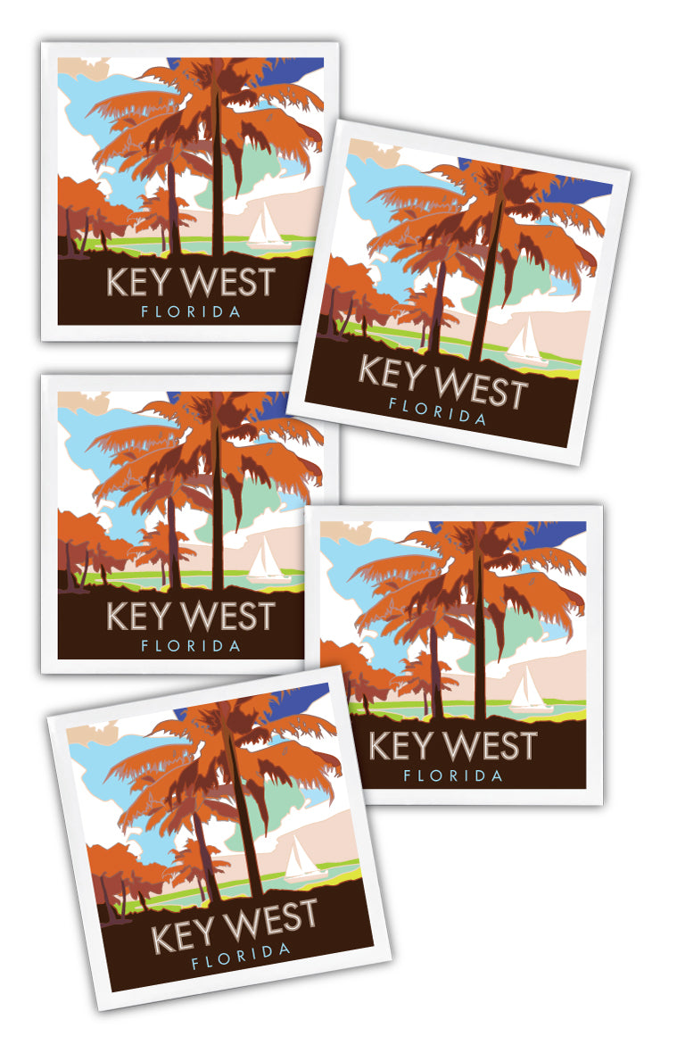 Key West, Florida - 4.25" x 4.25" Ceramic Coaster