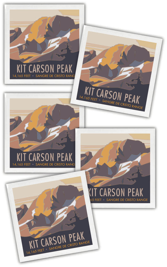 Kit Carson Peak, Colorado - Colorado 14er - 4.25" x 4.25" Ceramic Coaster