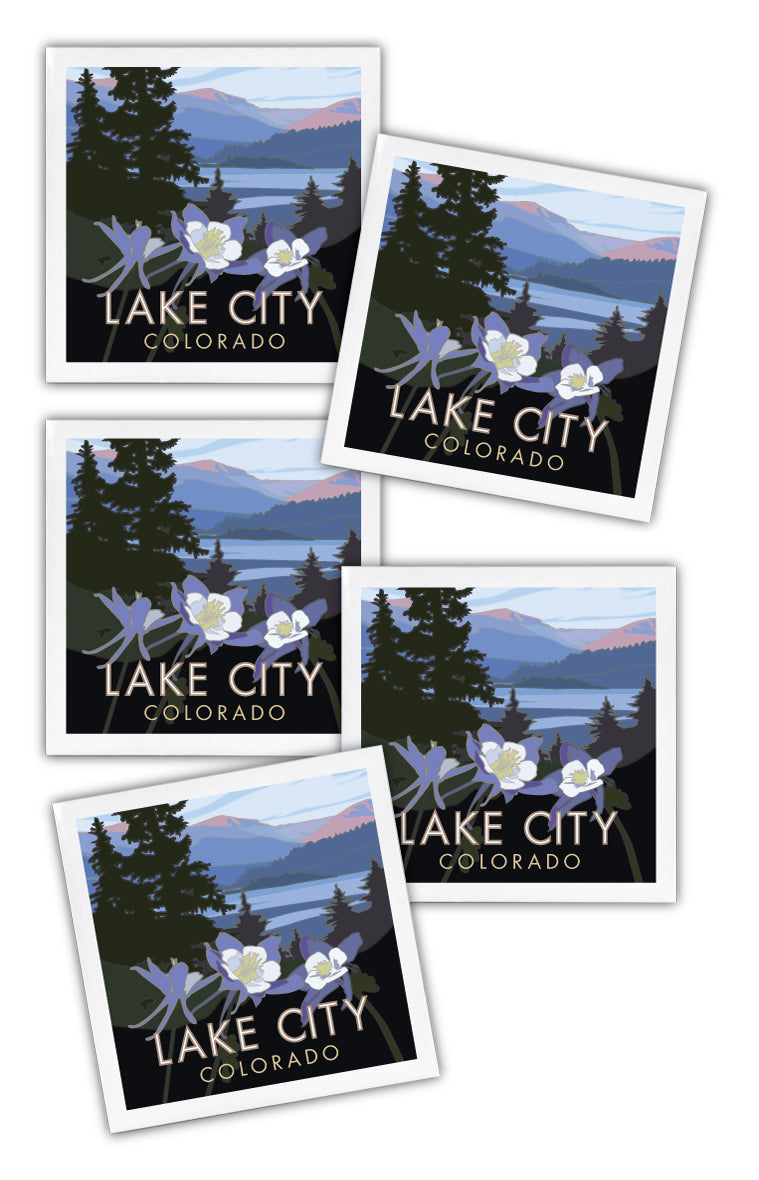 Lake City, Colorado - 4.25" x 4.25" Ceramic Coaster