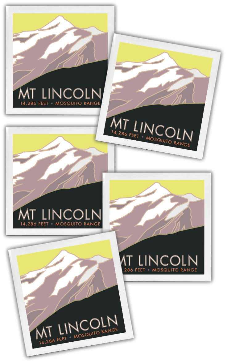 Mt. Lincoln, Colorado - Colorado 14er - 4.25" x 4.25" Ceramic Coaster