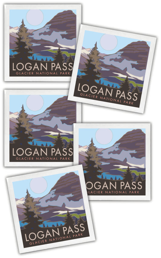 Logan Pass (Glacier National Park) Montana - 4.25" x 4.25" Ceramic Coaster