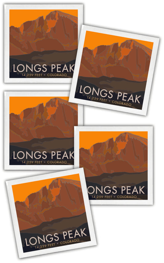 Longs Peak 3 (Dusk), Colorado - Colorado 14er - 4.25" x 4.25" Ceramic Coaster