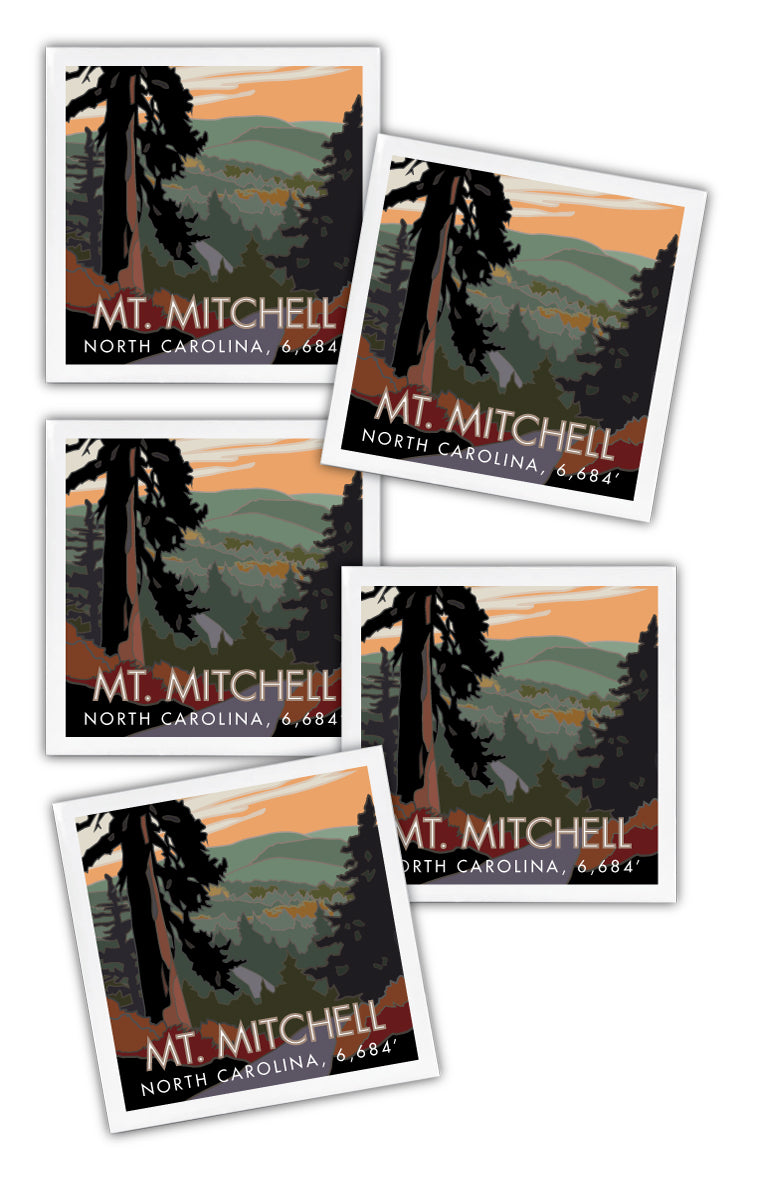 Mt. Mitchell, North Carolina - 4.25" x 4.25" Ceramic Coaster