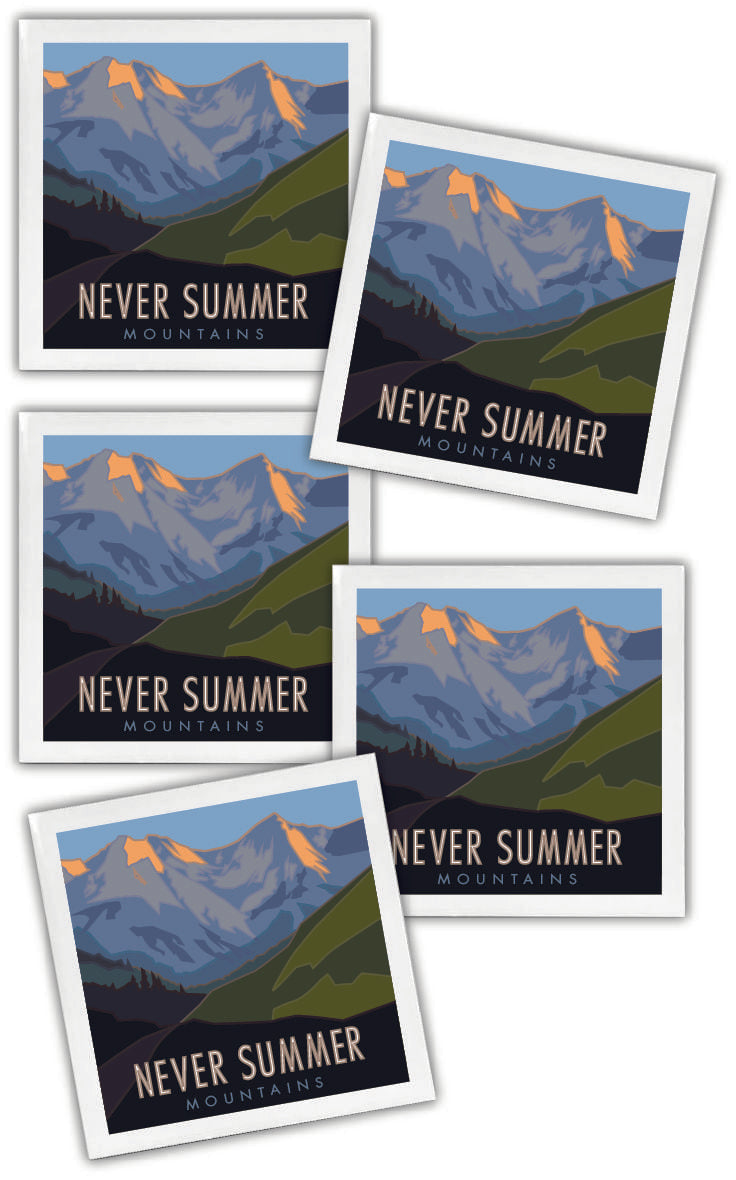 Never Summer Range, Colorado - 4.25" x 4.25" Ceramic Coaster