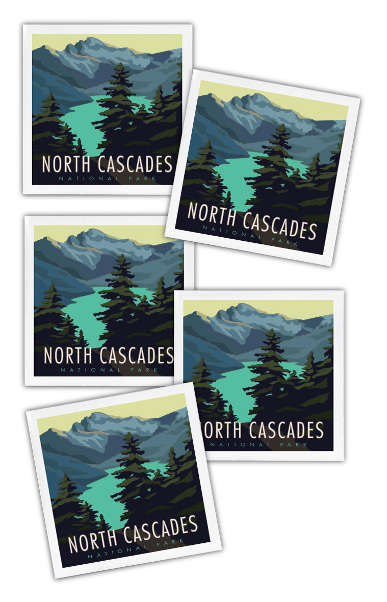 North Cascades National Park - Washington - 4.25" x 4.25" Ceramic Coaster