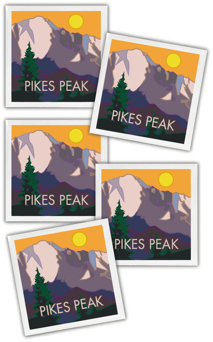 Pikes Peak, Colorado - Colorado 14er - 4.25" x 4.25" Ceramic Coaster