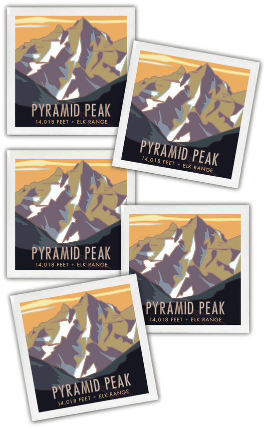 Pyramid Peak, Colorado - Colorado 14er - 4.25" x 4.25" Ceramic Coaster