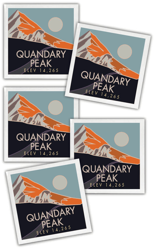 Quandary Peak, Colorado - Colorado 14er - 4.25" x 4.25" Ceramic Coaster