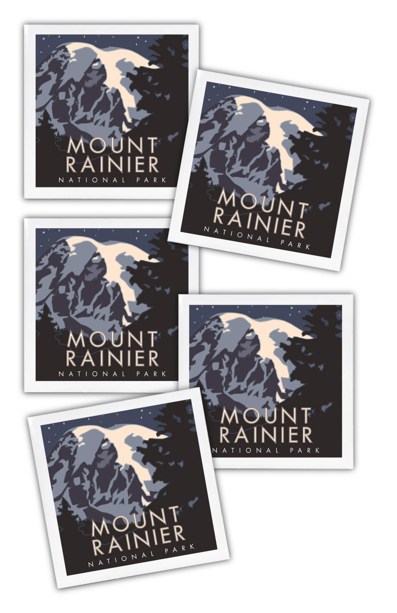 Mt. Rainier, Washington - 4.25" x 4.25" Ceramic Coaster