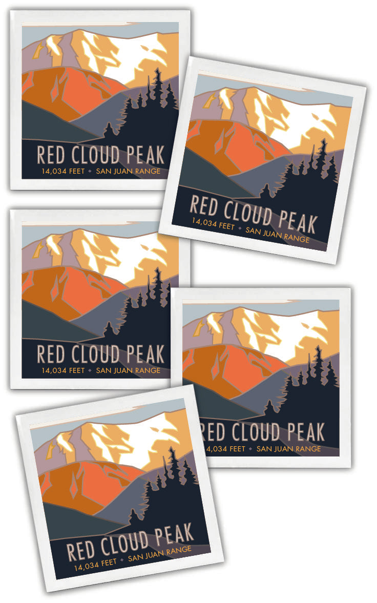 Red Cloud Peak, Colorado - Colorado 14er - 4.25" x 4.25" Ceramic Coaster