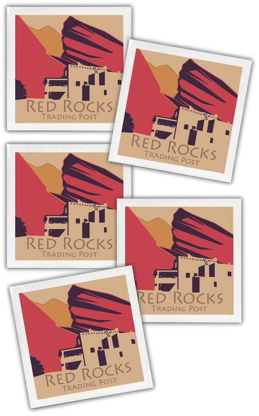 Red Rocks 3 (Trading Post), Colorado - 4" x 4" Sandstone Coaster
