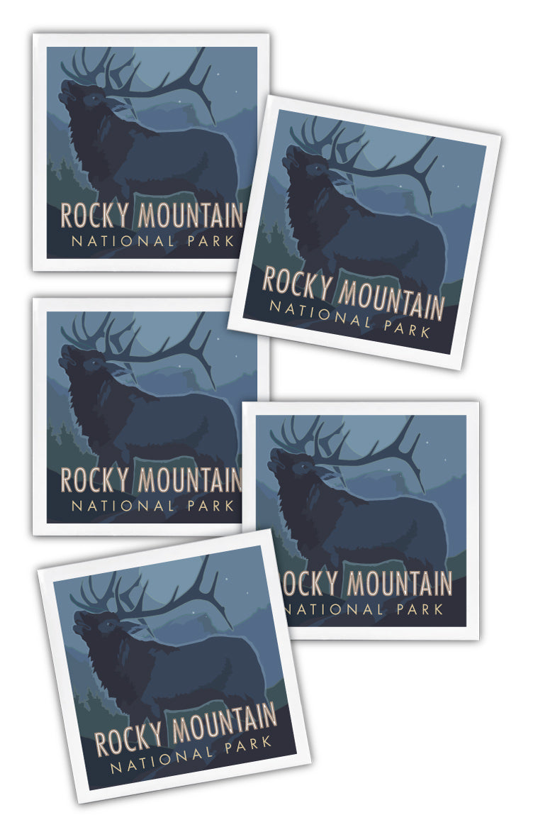 Rocky Mountain National Park 3 (Elk) - 4.25" x 4.25" Ceramic Coaster