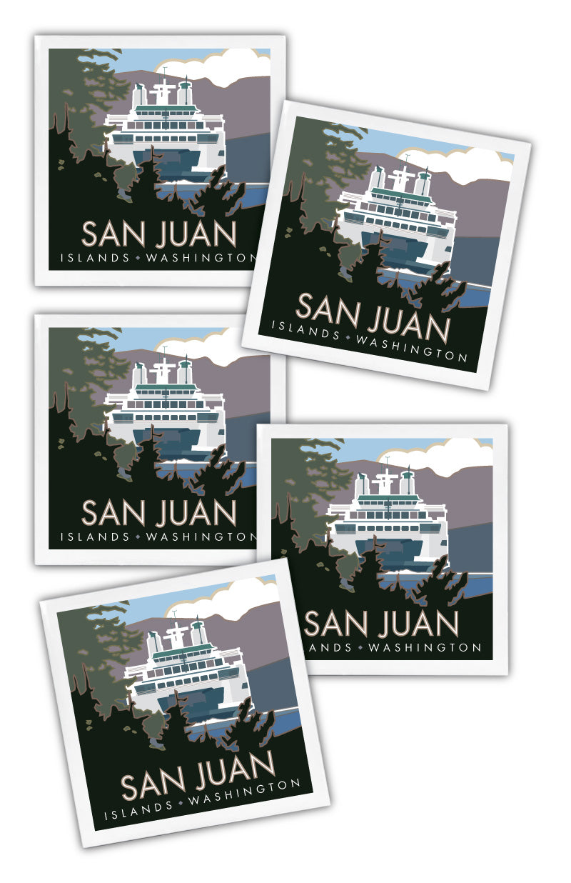 San Juan Islands, Washington - 4.25" x 4.25" Ceramic Coaster