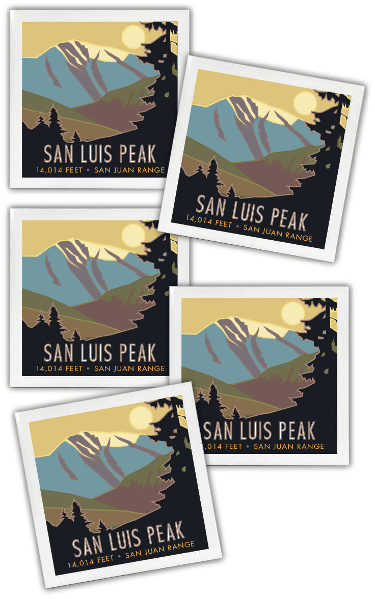 San Luis Peak, Colorado - Colorado 14er - 4.25" x 4.25" Ceramic Coaster