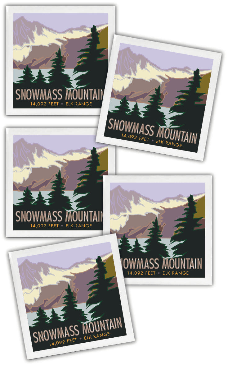 Snowmass Mountain, Colorado - Colorado 14er - 4.25" x 4.25" Ceramic Coaster