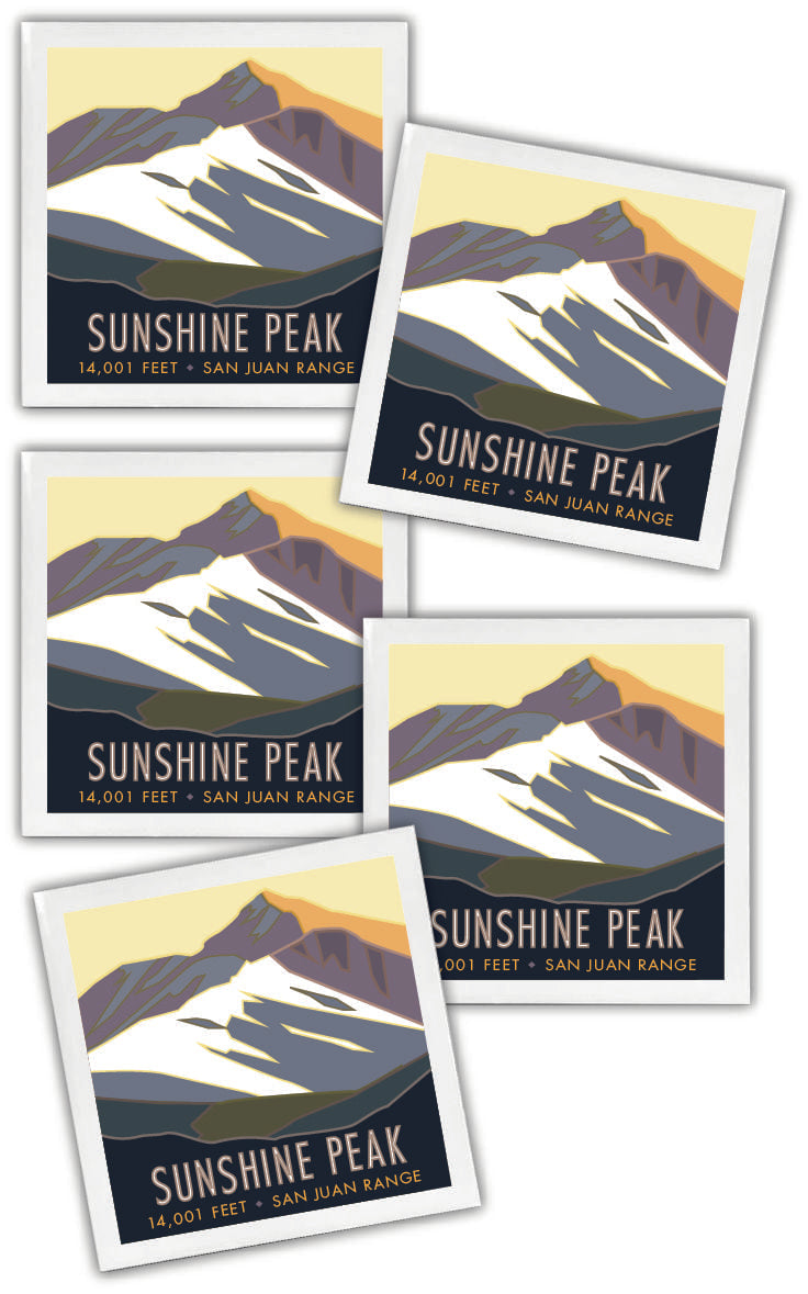 Sunshine Peak, Colorado - Colorado 14er - 4.25" x 4.25" Ceramic Coaster