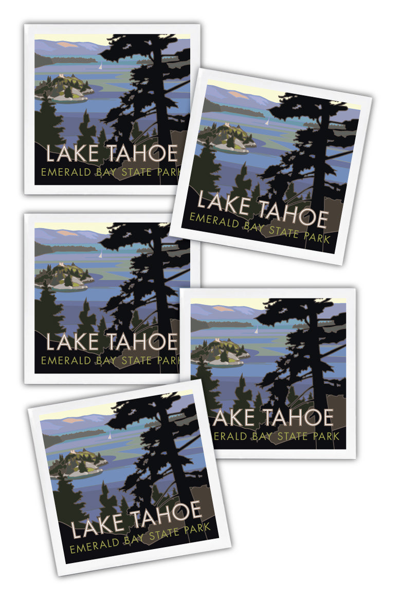 Lake Tahoe, Emerald Bay - 4.25" x 4.25" Ceramic Coaster