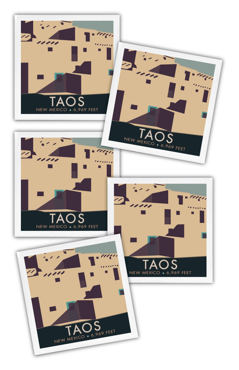 Taos, New Mexico - 4.25" x 4.25" Ceramic Coaster