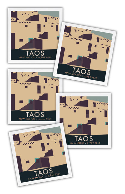 Taos, New Mexico - 4" x 4" Sandstone Coaster