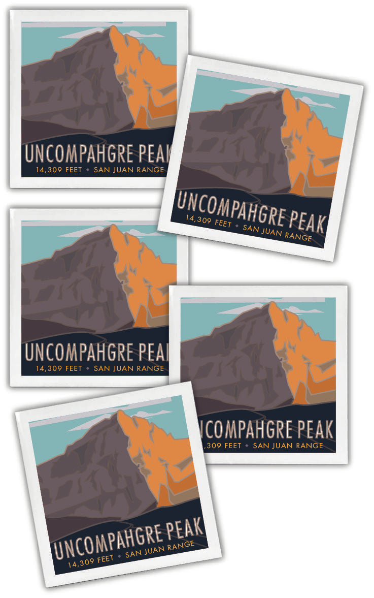 Uncompaghre Peak, Colorado - Colorado 14er - 4.25" x 4.25" Ceramic Coaster