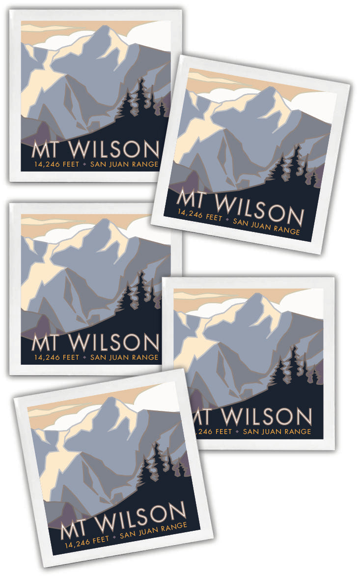 Mt. Wilson, Colorado - Colorado 14er - 4.25" x 4.25" Ceramic Coaster