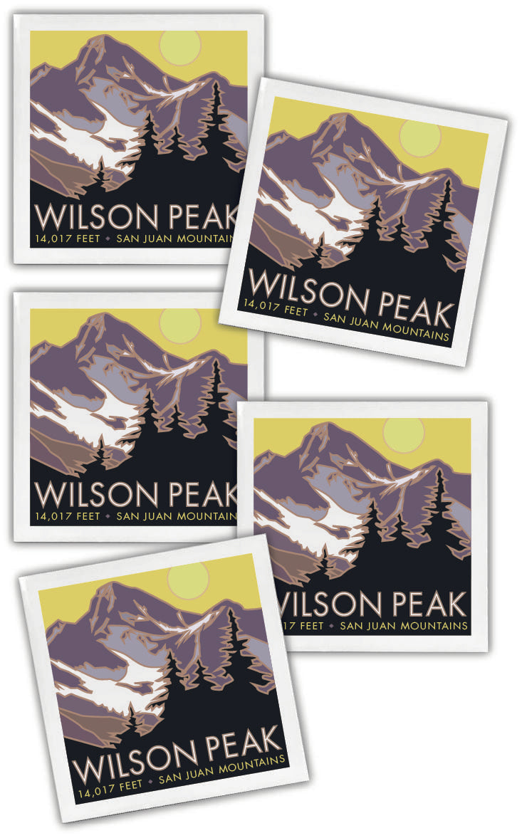 Wilson Peak, Colorado - Colorado 14er - 4.25" x 4.25" Ceramic Coaster