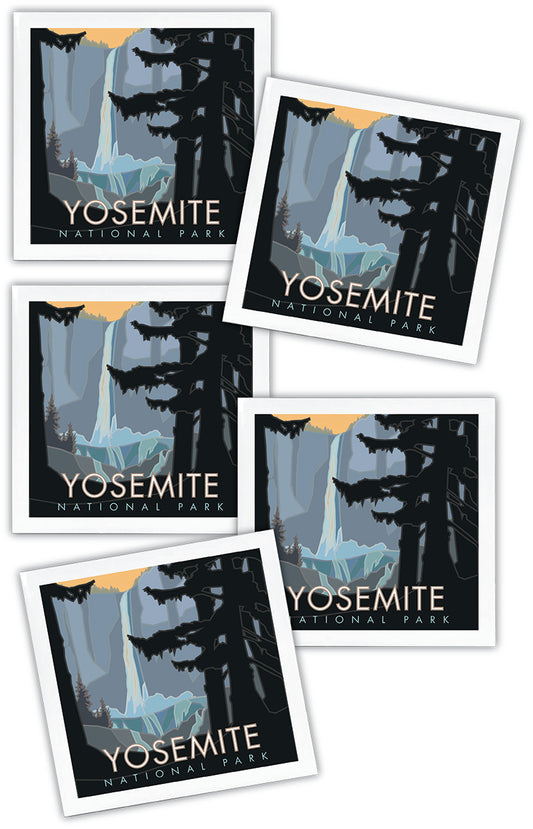 Yosemite National Park (Bridalveil Falls) - 4.25" x 4.25" Ceramic Coaster