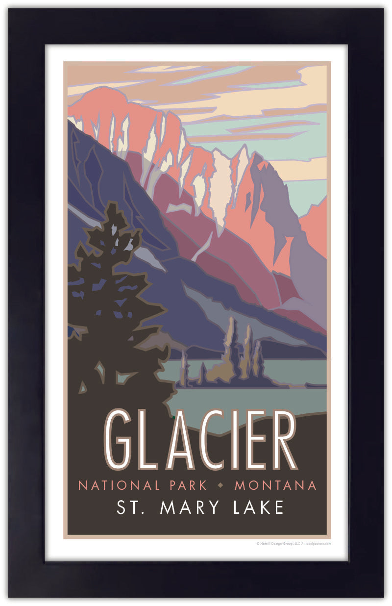 Glacier National Park St Mary Lake framed poster