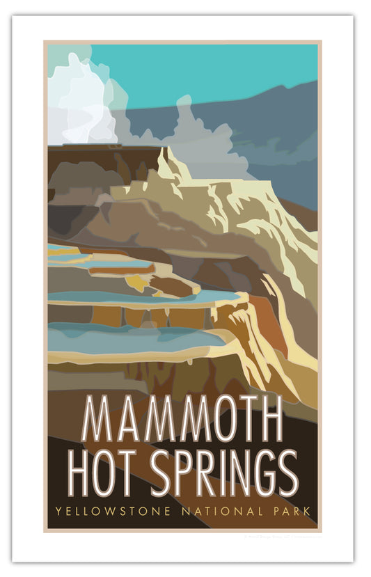 Mammoth Hot Springs, Yellowstone National Park, Wyoming - Poster