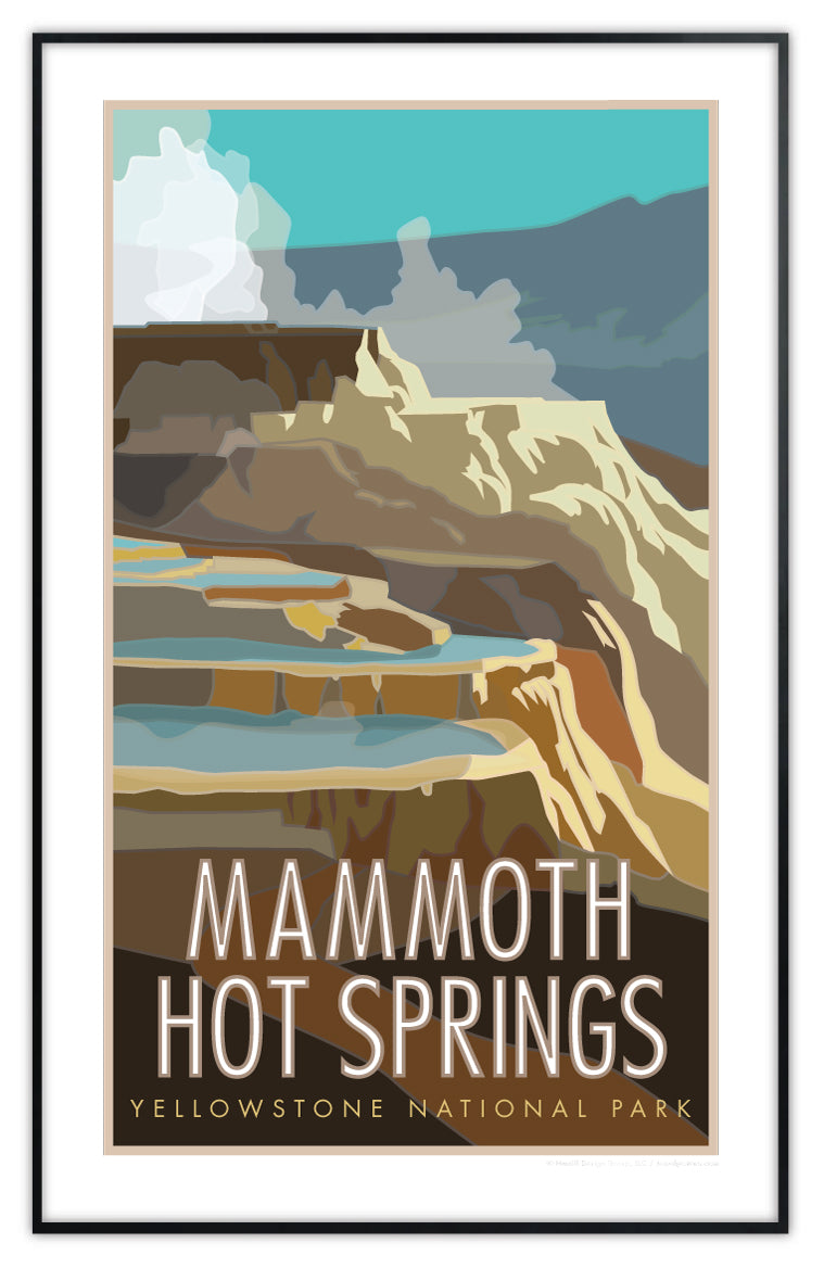 Mammoth Hot Springs, Yellowstone National Park, Wyoming - Poster